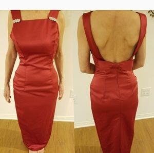 SOLD! Formal burgundy dress with accessories